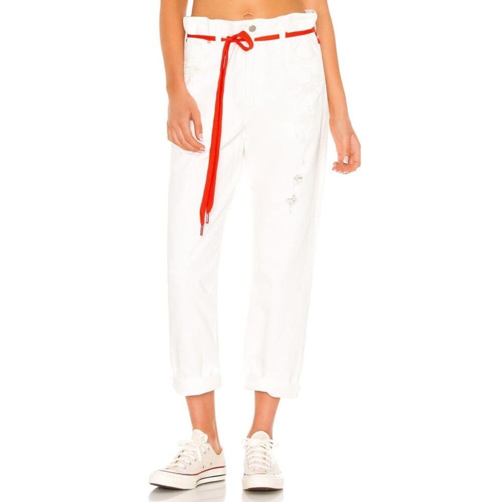 New Denimist Harper Shoelace Jean in White Denim Women's Size 28
